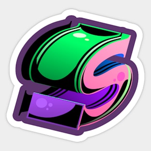 S in green and pink Sticker